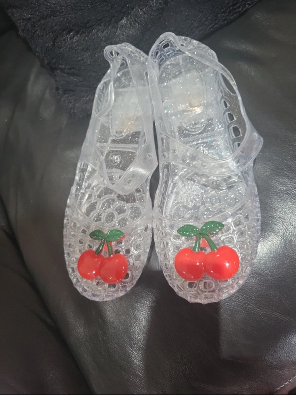 🍒🍒Clear Jelly Sandals with Red Cherry Accent🍒🍒 NEW
